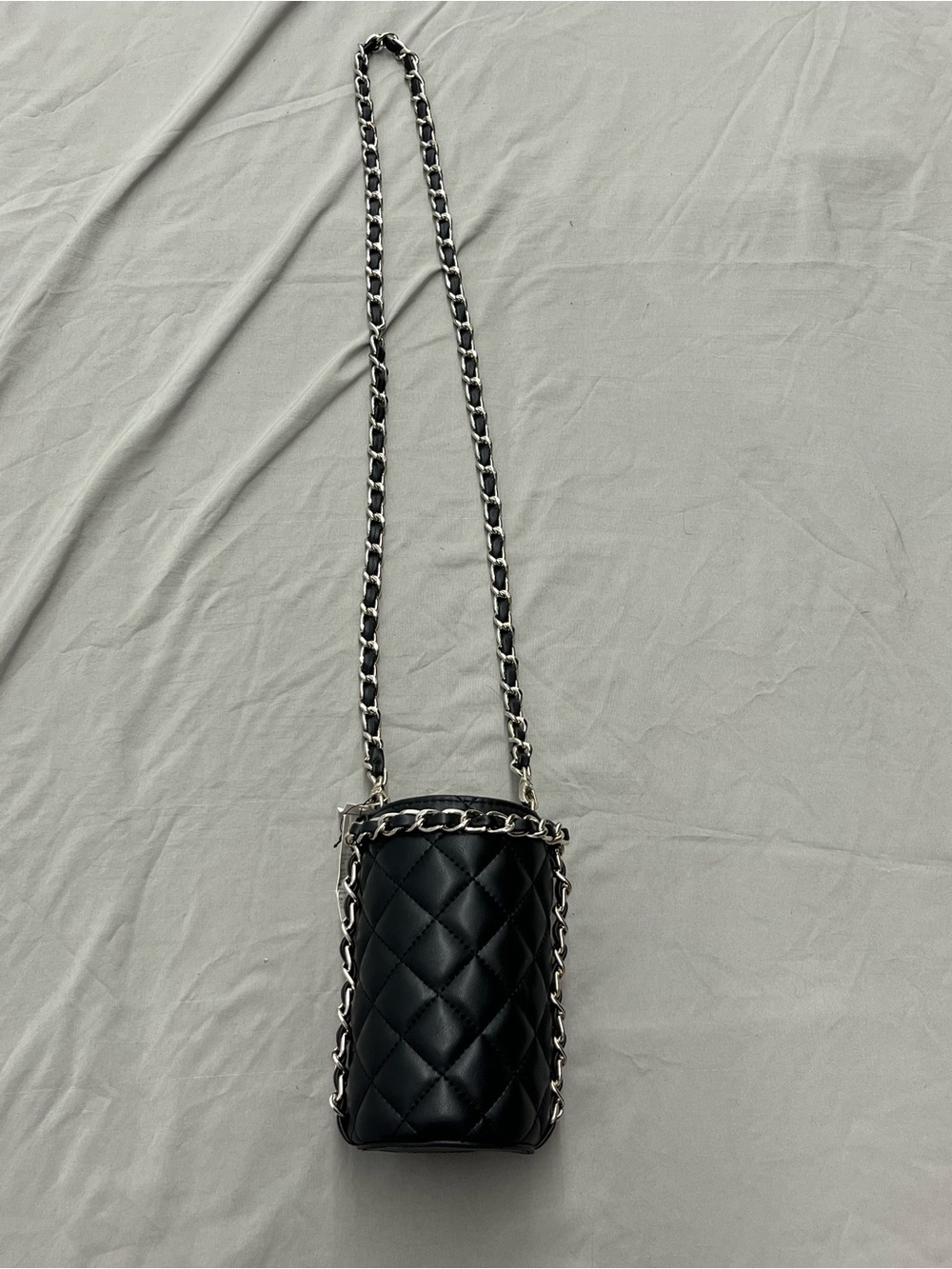 White House Black Market Black Quilted Water Bottle Crossbody New with Tags